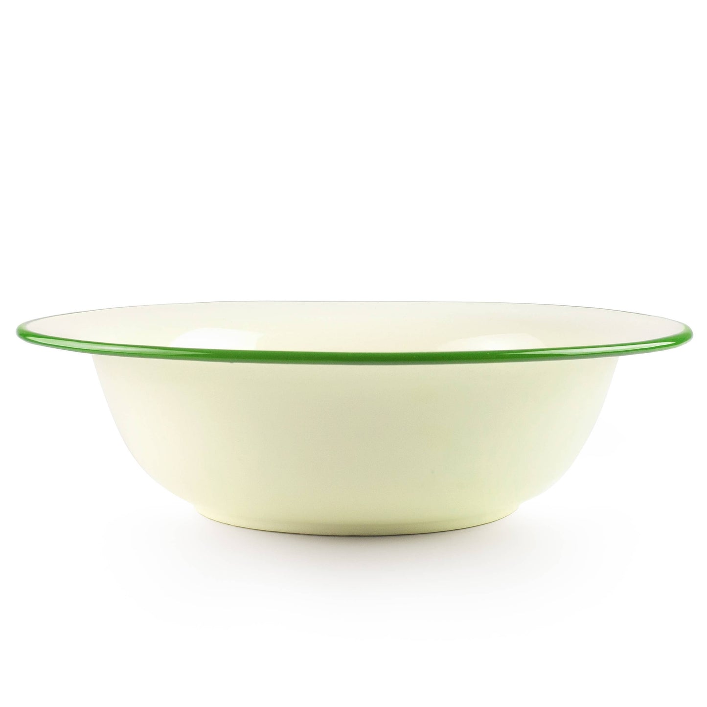 Enamel Shallow Mixing Bowl - Moss & Cream