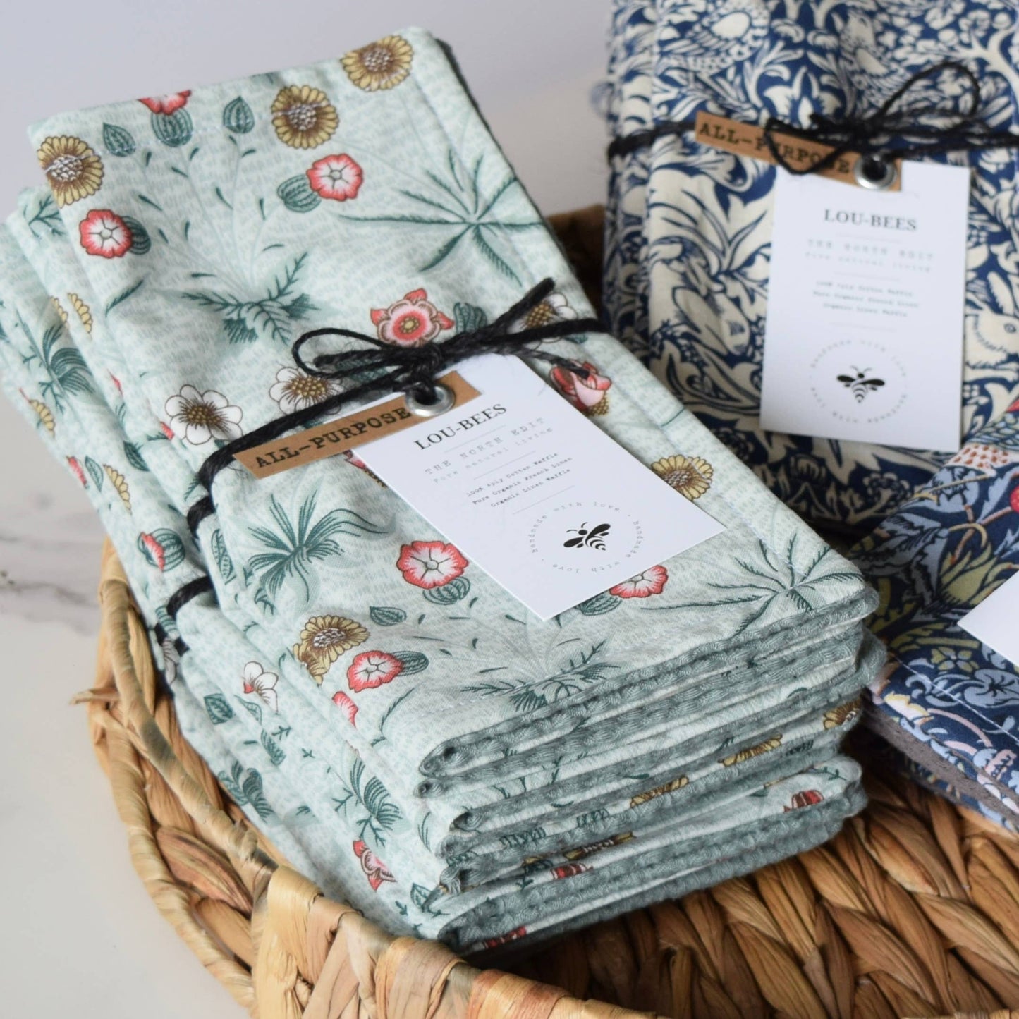Dish Cloths, Eco Friendly, Reusable William Morris cloths: Strawberry Thief