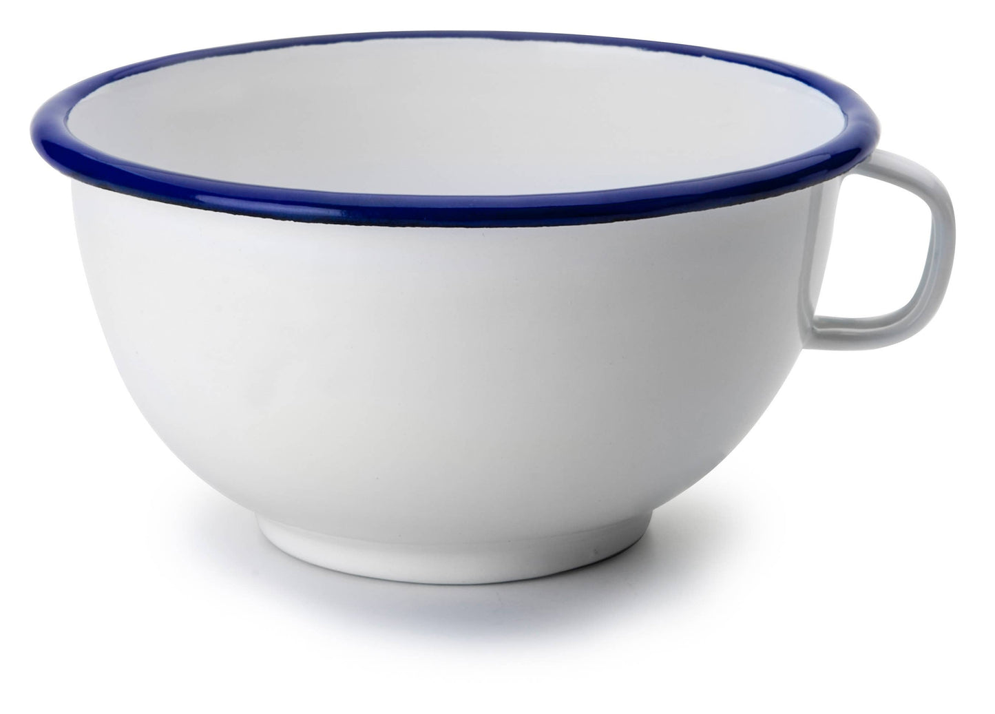 White Enamel Bowl with Handle
