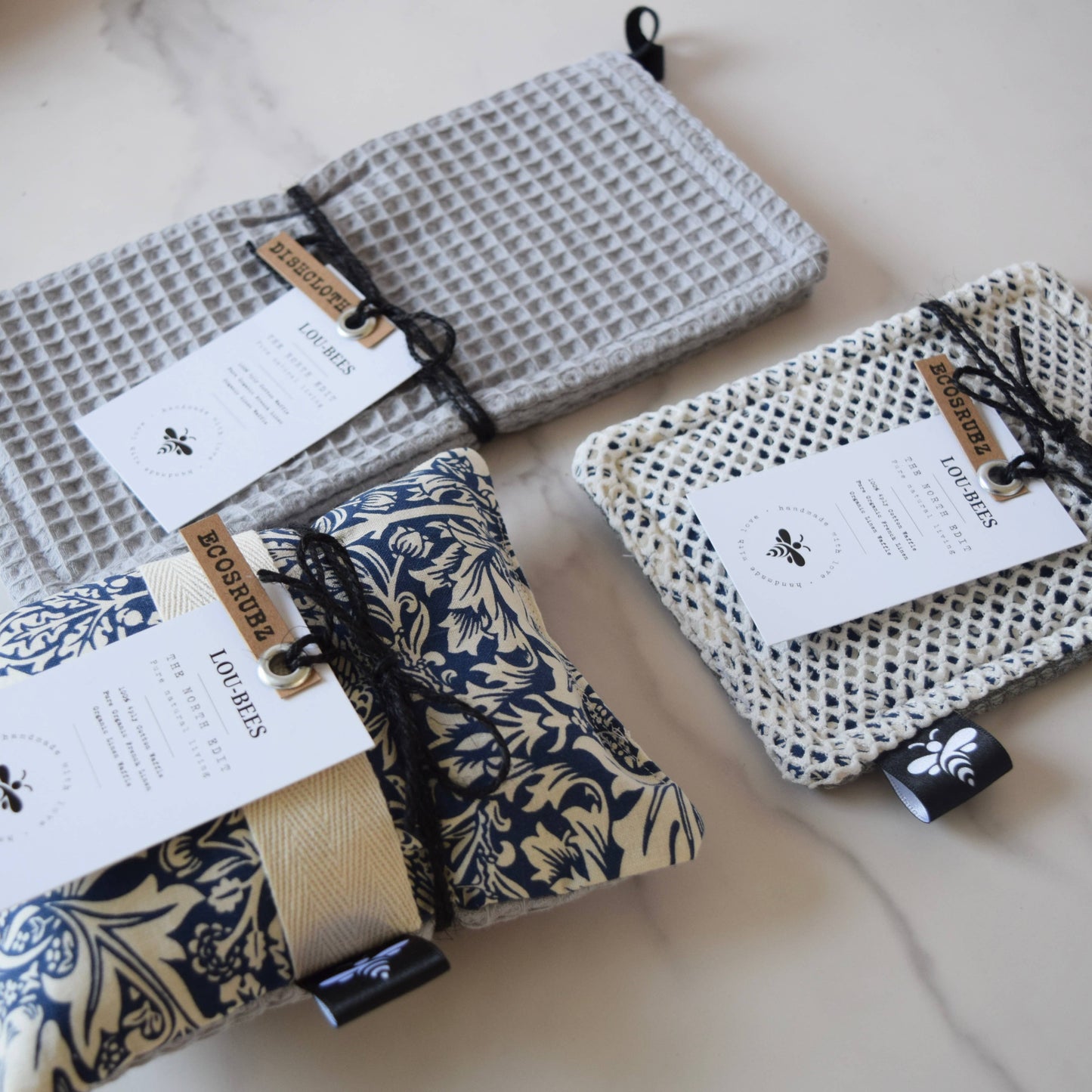 Eco Kitchen Trio Pack – William Morris & Striped Linen: Strawberry Thief