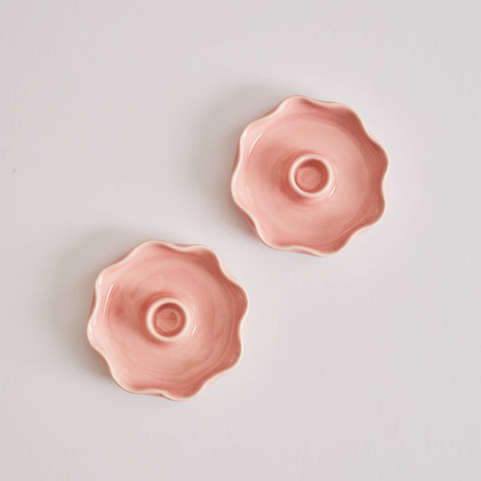 Pink Scallop Candle Holder
