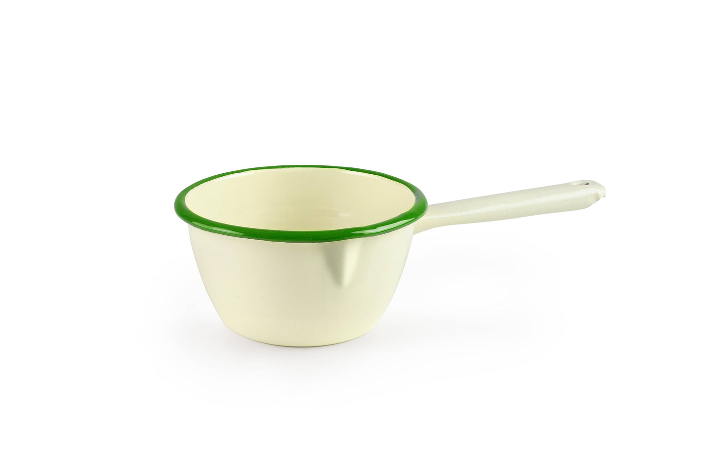 Enamel Milk Pan - Cream & Moss