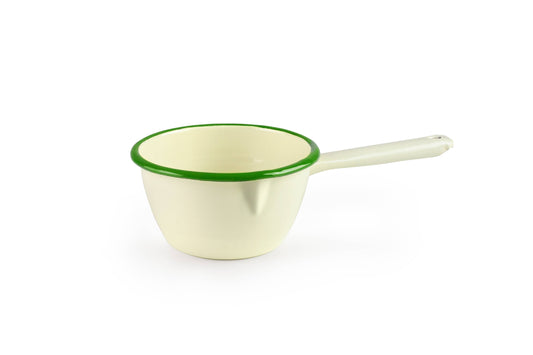 Enamel Milk Pan - Cream & Moss