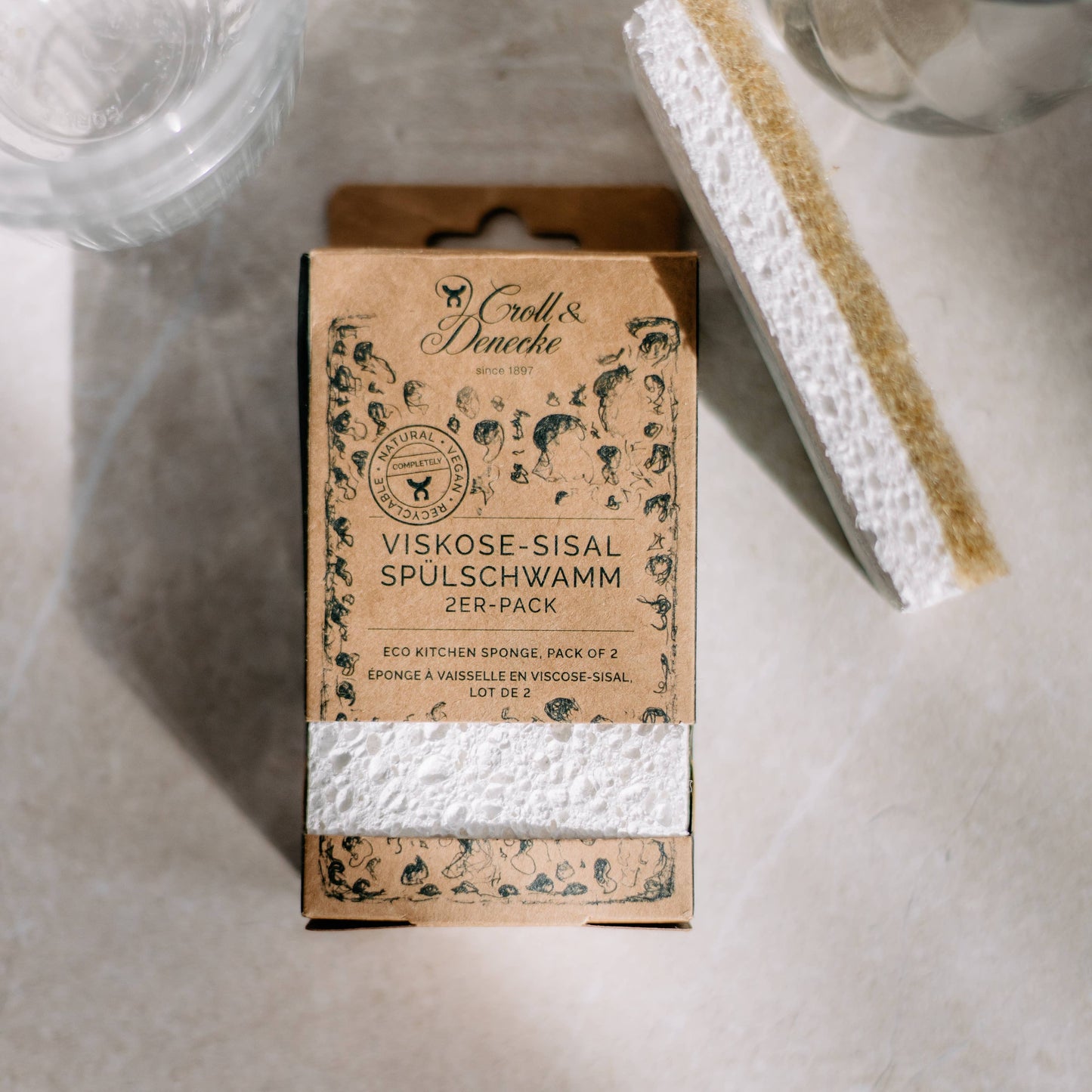 Viscose sisal sponge for washing dishes, kitchen