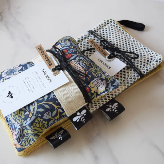 Eco Kitchen Trio Pack – William Morris & Striped Linen: Strawberry Thief