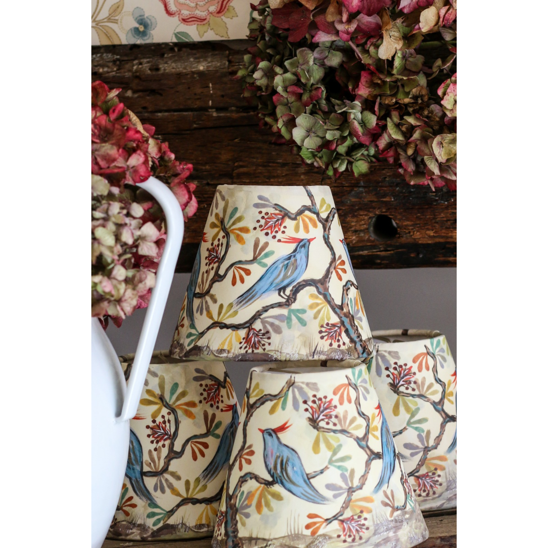 Bloomsbury Revisited Clip on Lamp Shade - Blue Bird (6inch)