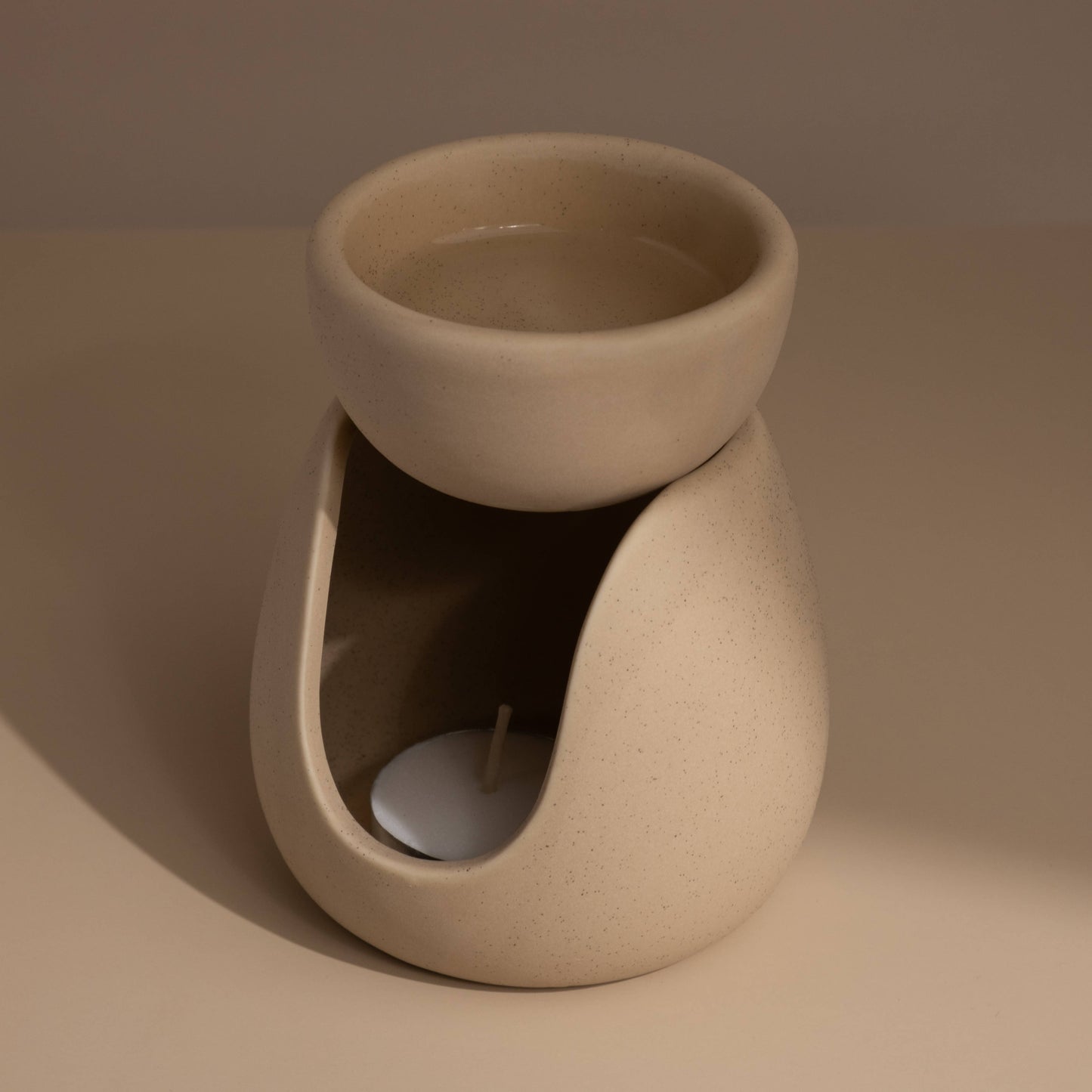 Ceramic Oil and Wax Melt Burner - Beige