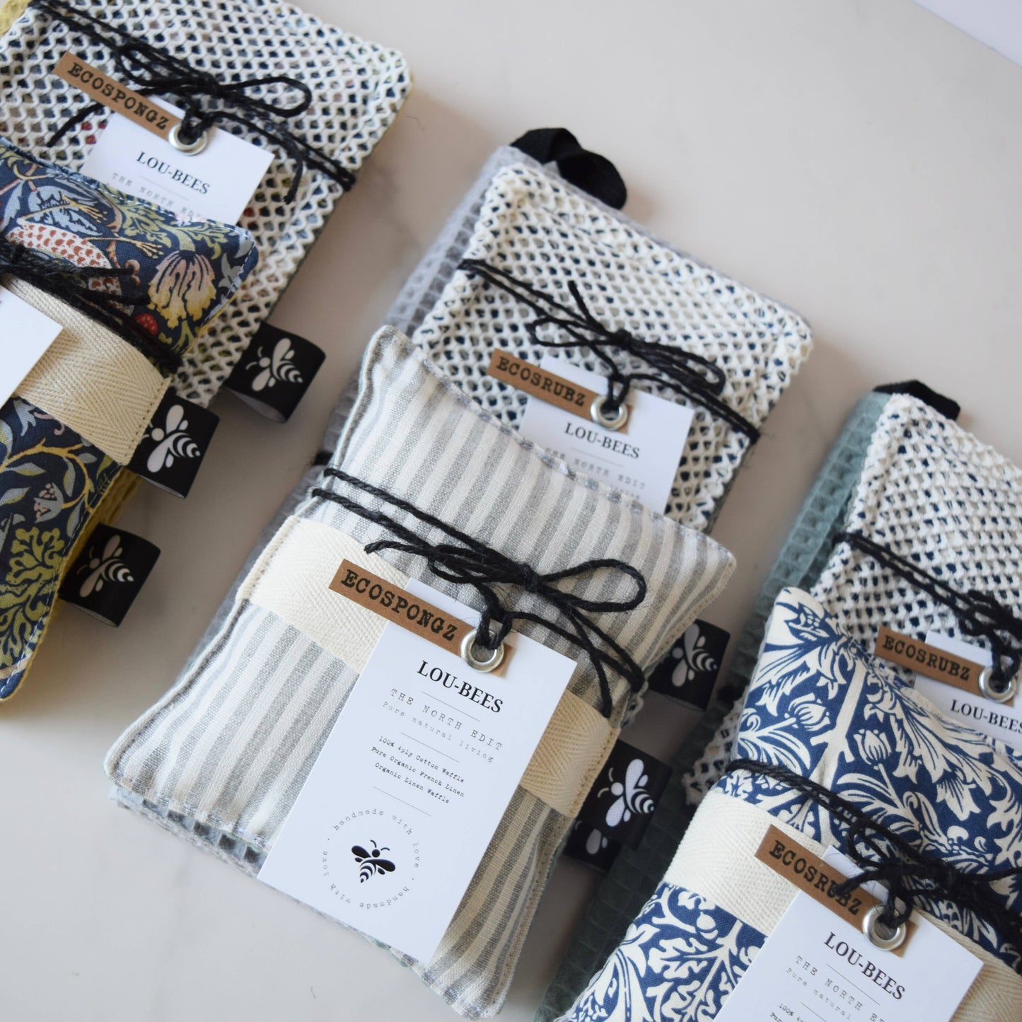 Eco Kitchen Trio Pack – William Morris & Striped Linen: Strawberry Thief