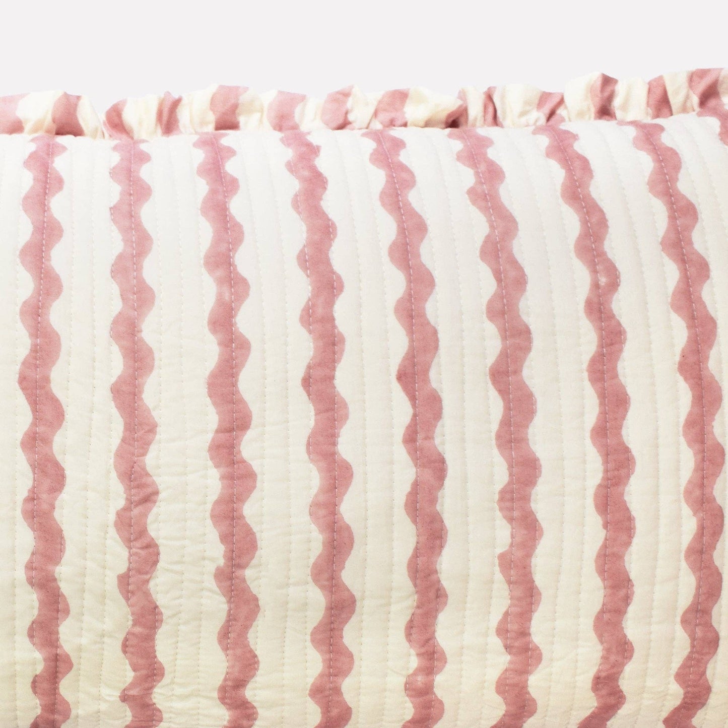 Cotton Quilted Frill Cushion Cover | Ripple Ice Cream | Bolster