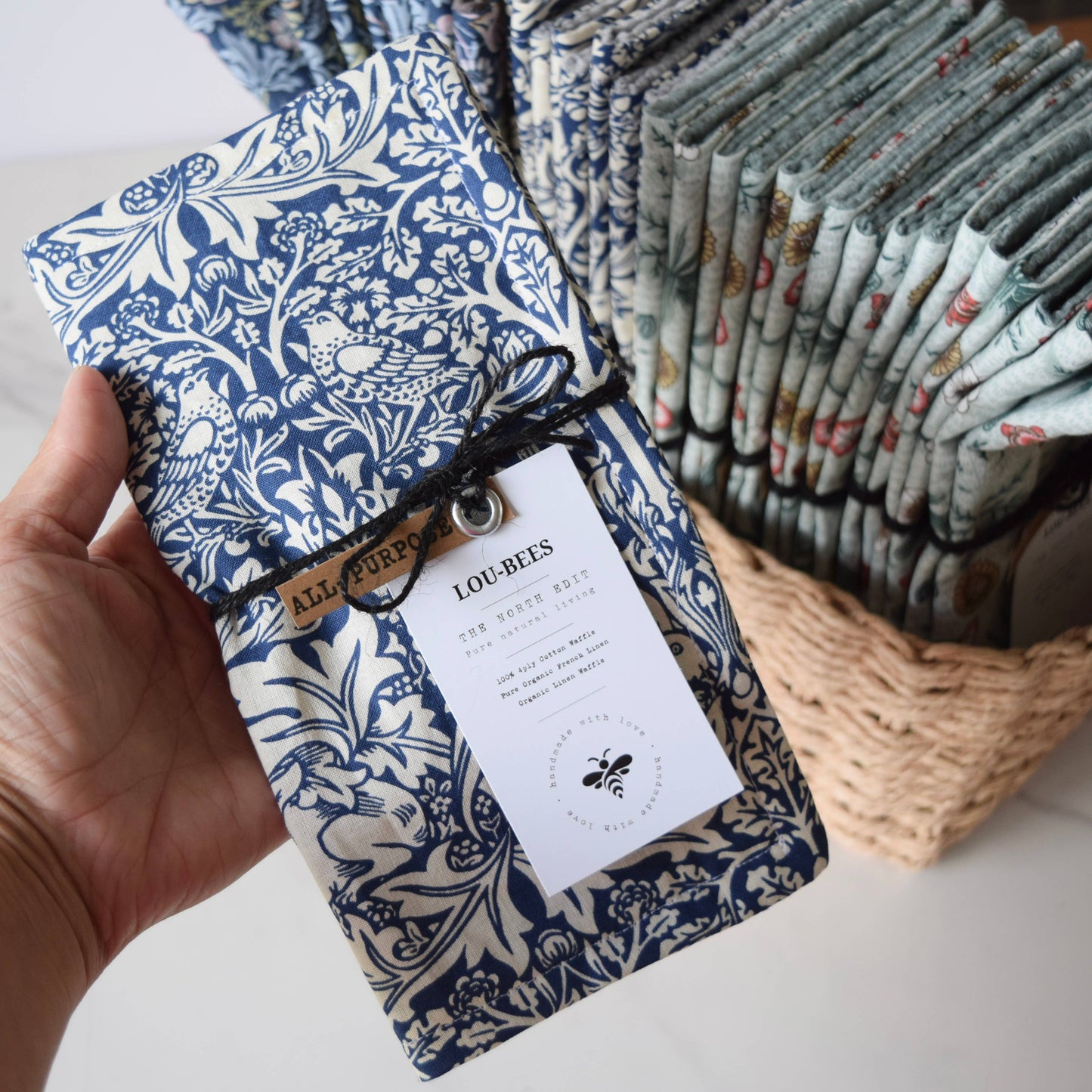 Dish Cloths, Eco Friendly, Reusable William Morris cloths: Strawberry Thief