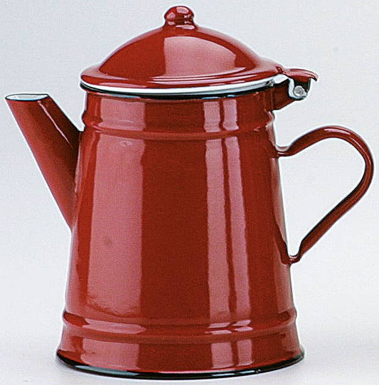 Red Enamel Tea / Coffee Pot