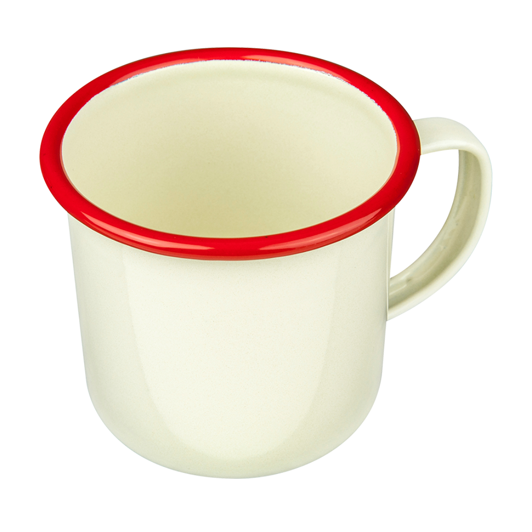 Enamel Mug - Cream & Red