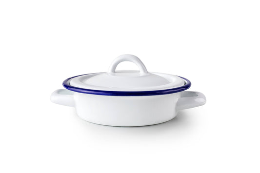Enamel White Egg Plate With Lid