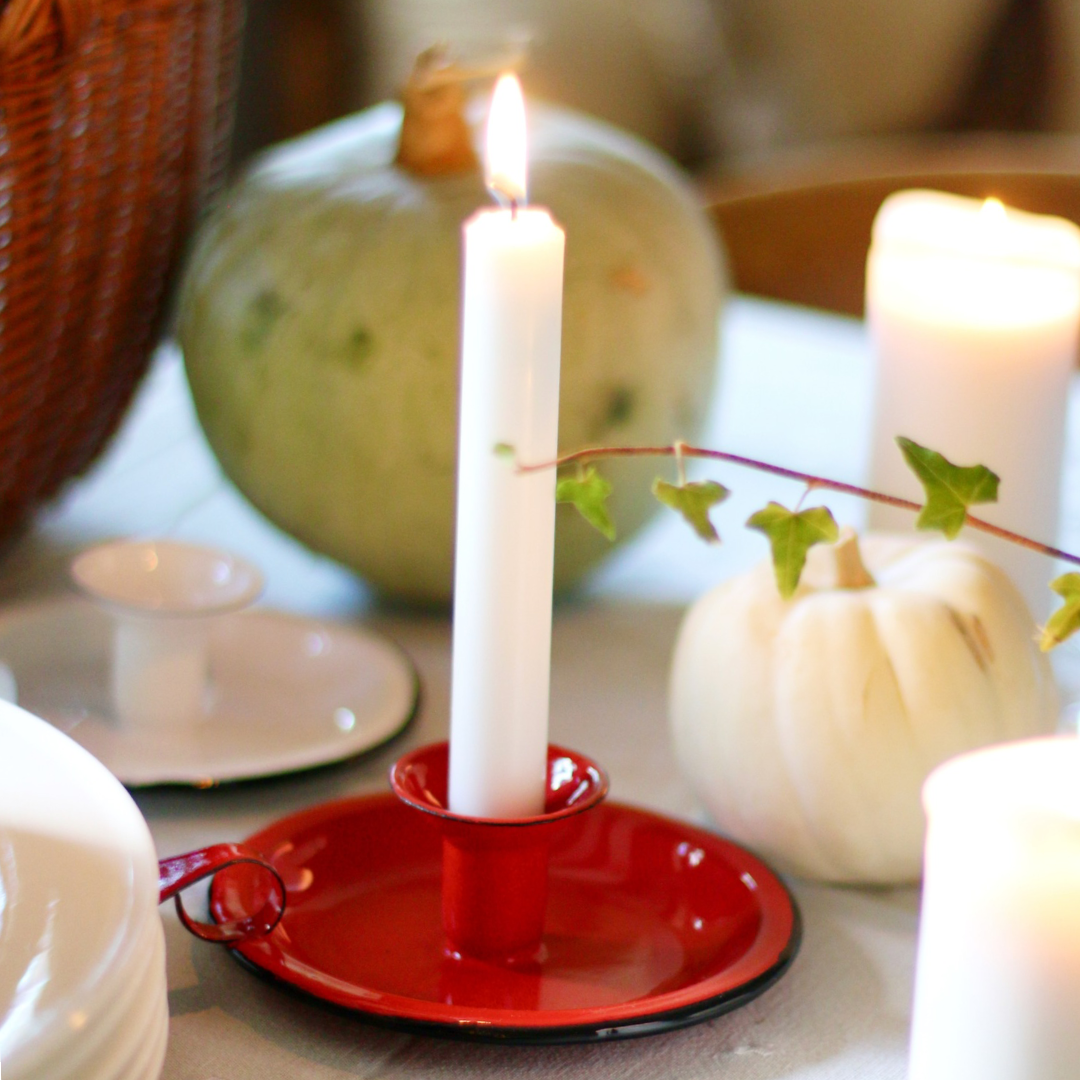 Enamel Red Candle Holder