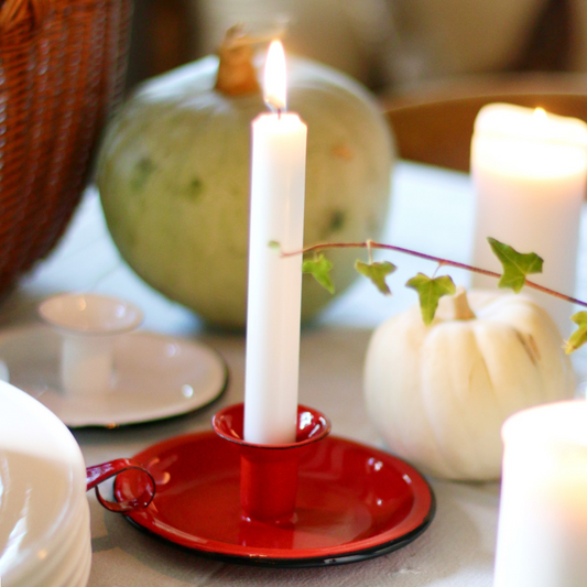 Enamel Red Candle Holder