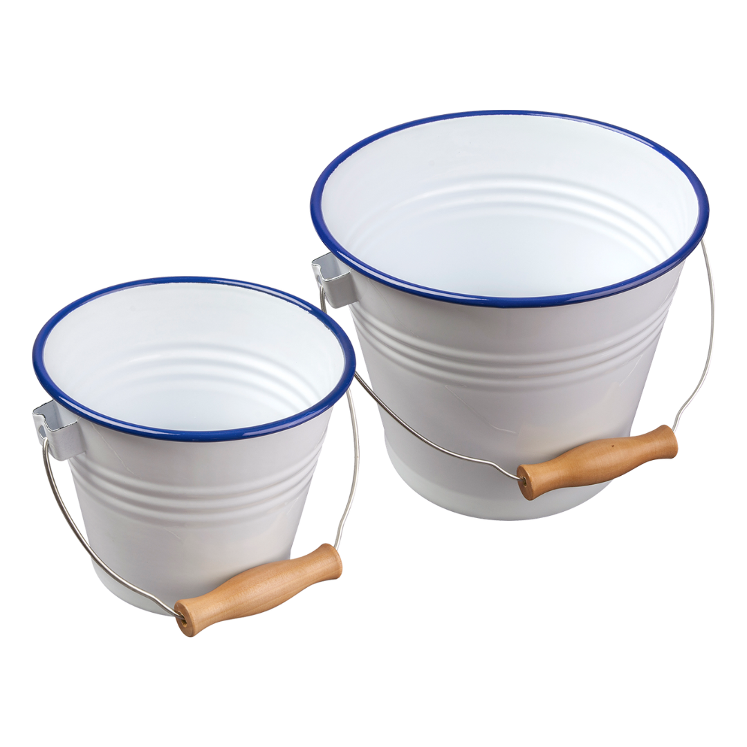 Enamel White Bucket with Handle - 2 Litres