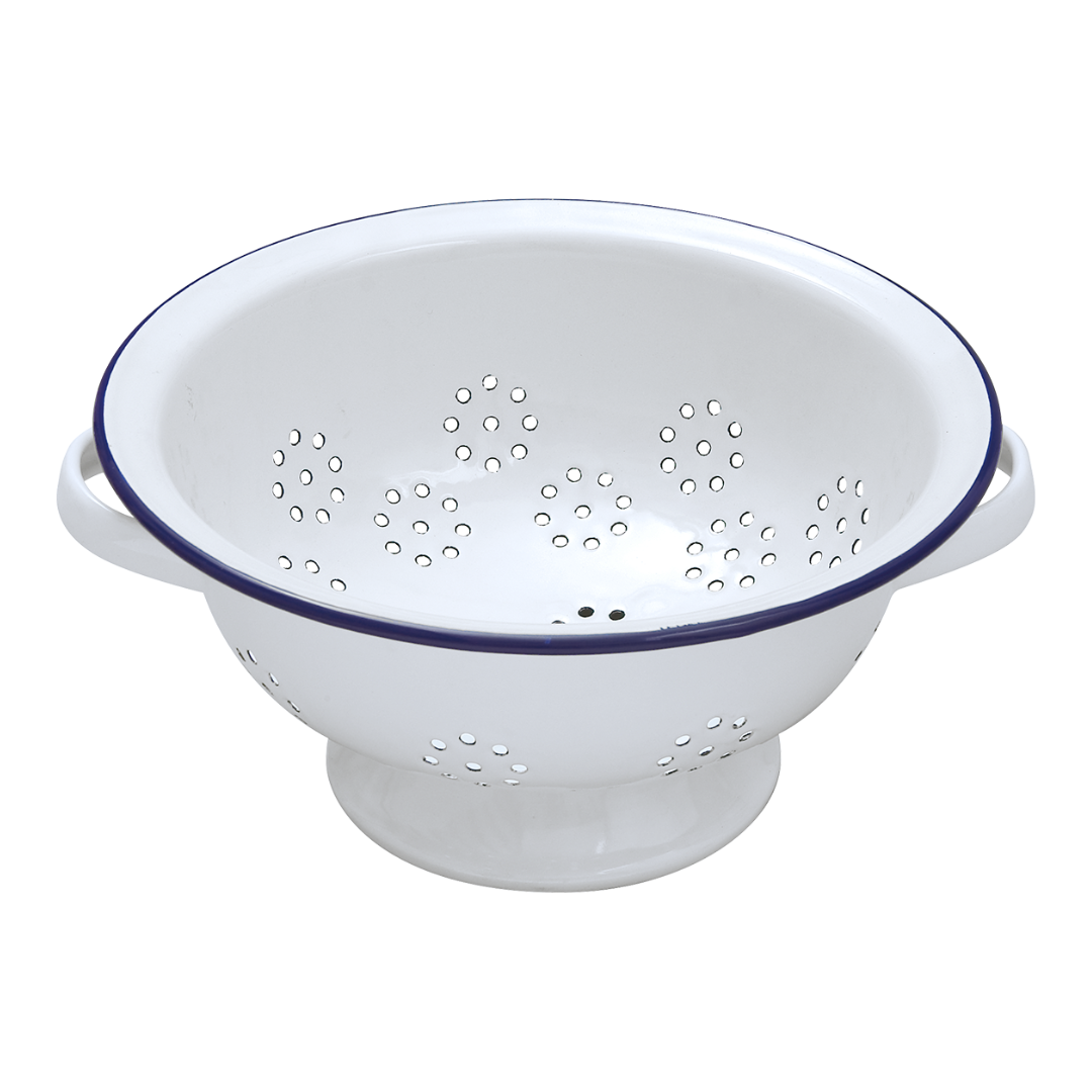 Enamel Colander - White & Blue