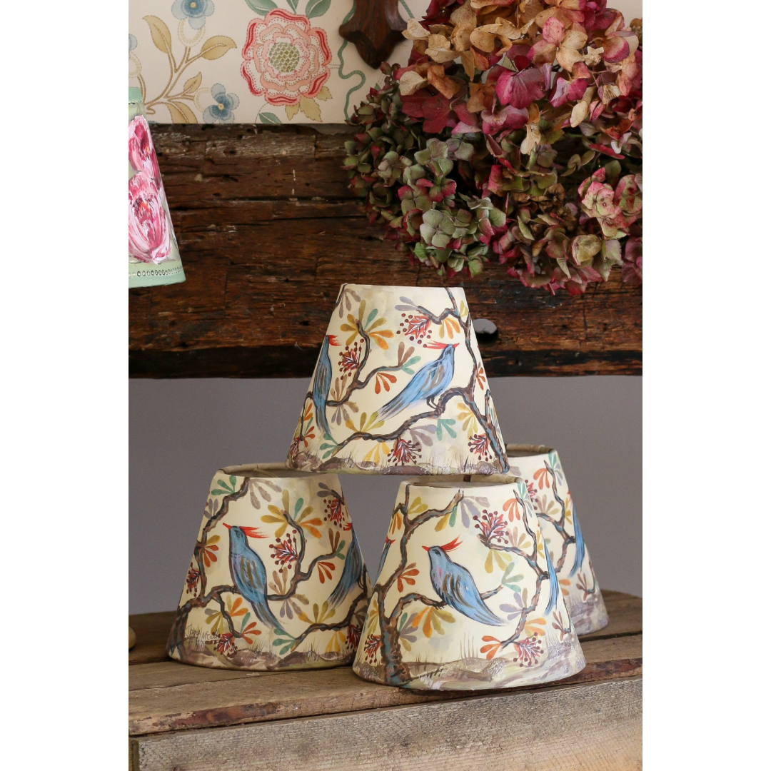 Bloomsbury Revisited Clip on Lamp Shade - Blue Bird (6inch)