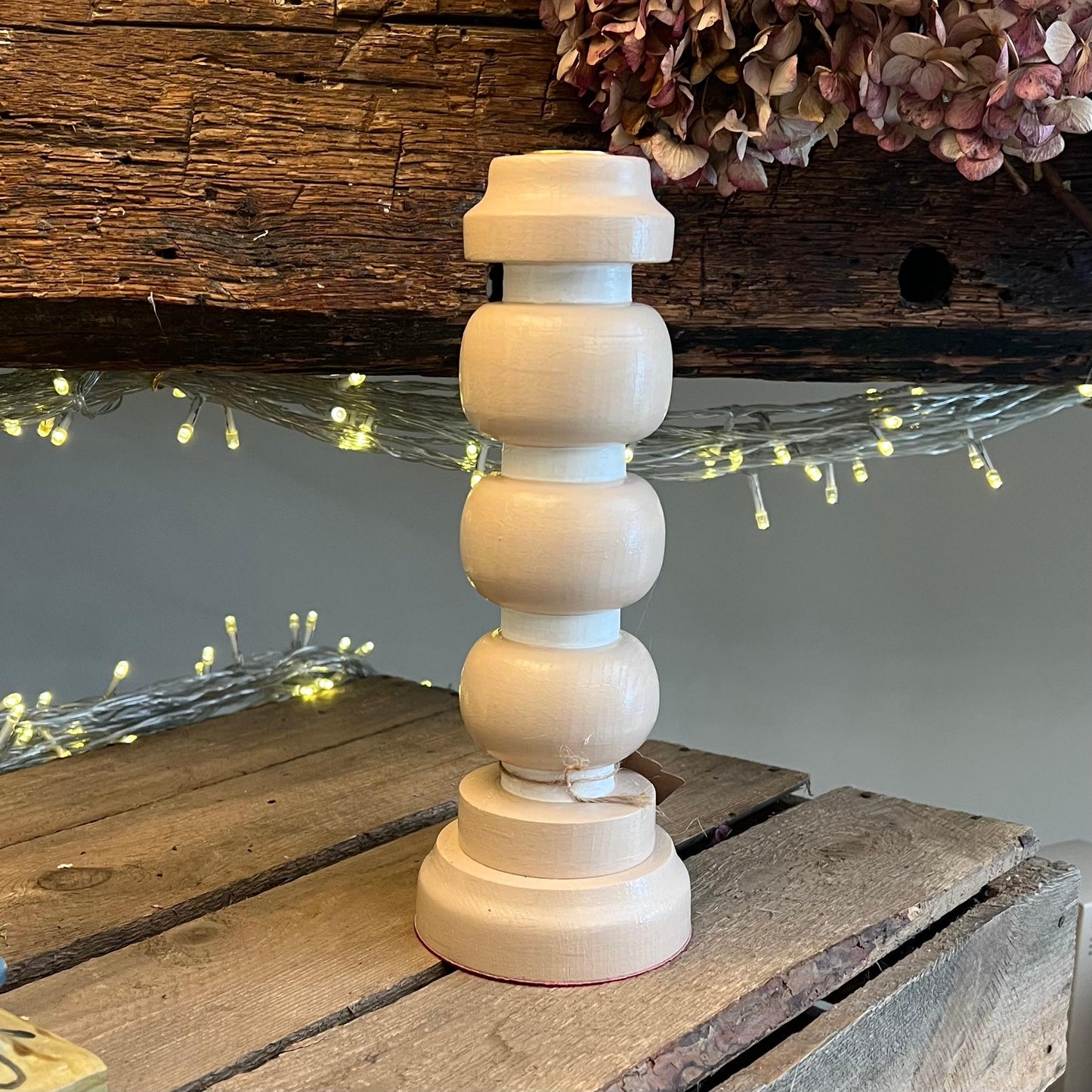 Handmade Bobbin Candle Holder - Pink