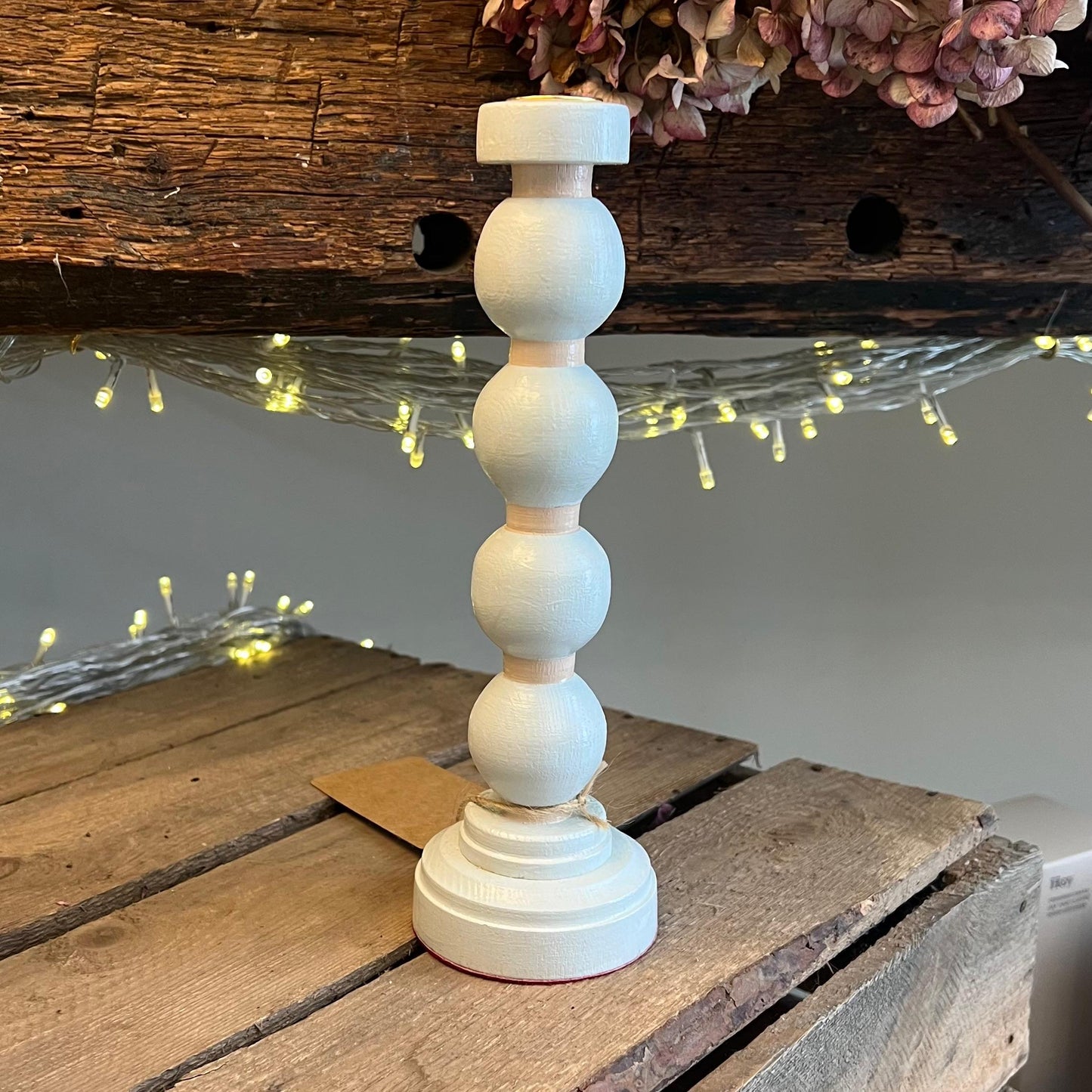 Hand Made Bobbin Candle Holder - Blue