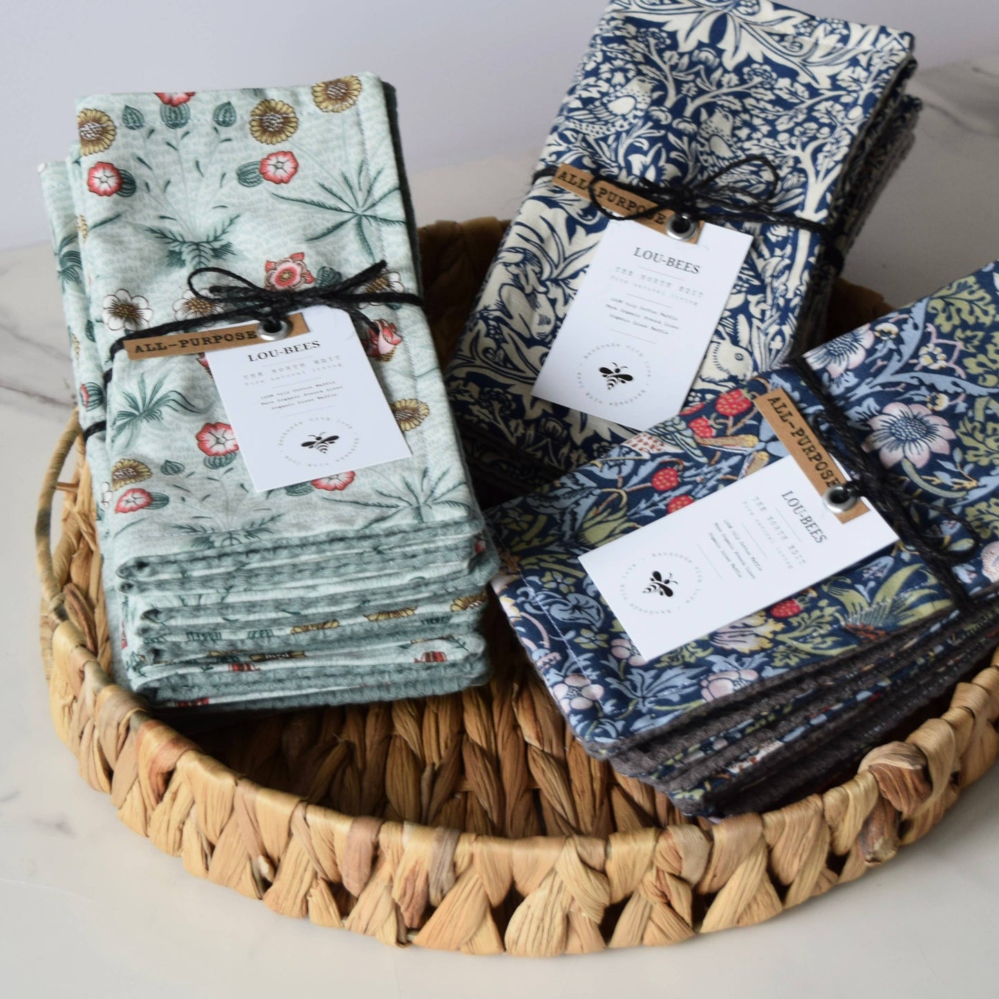 Dish Cloths, Eco Friendly, Reusable William Morris cloths: Strawberry Thief