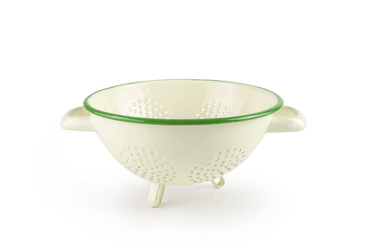 Enamel Colander - Moss & Cream