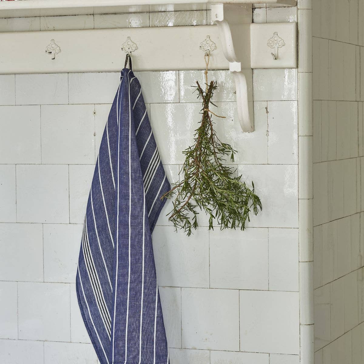 Striped Linen Tea Towel - Blue