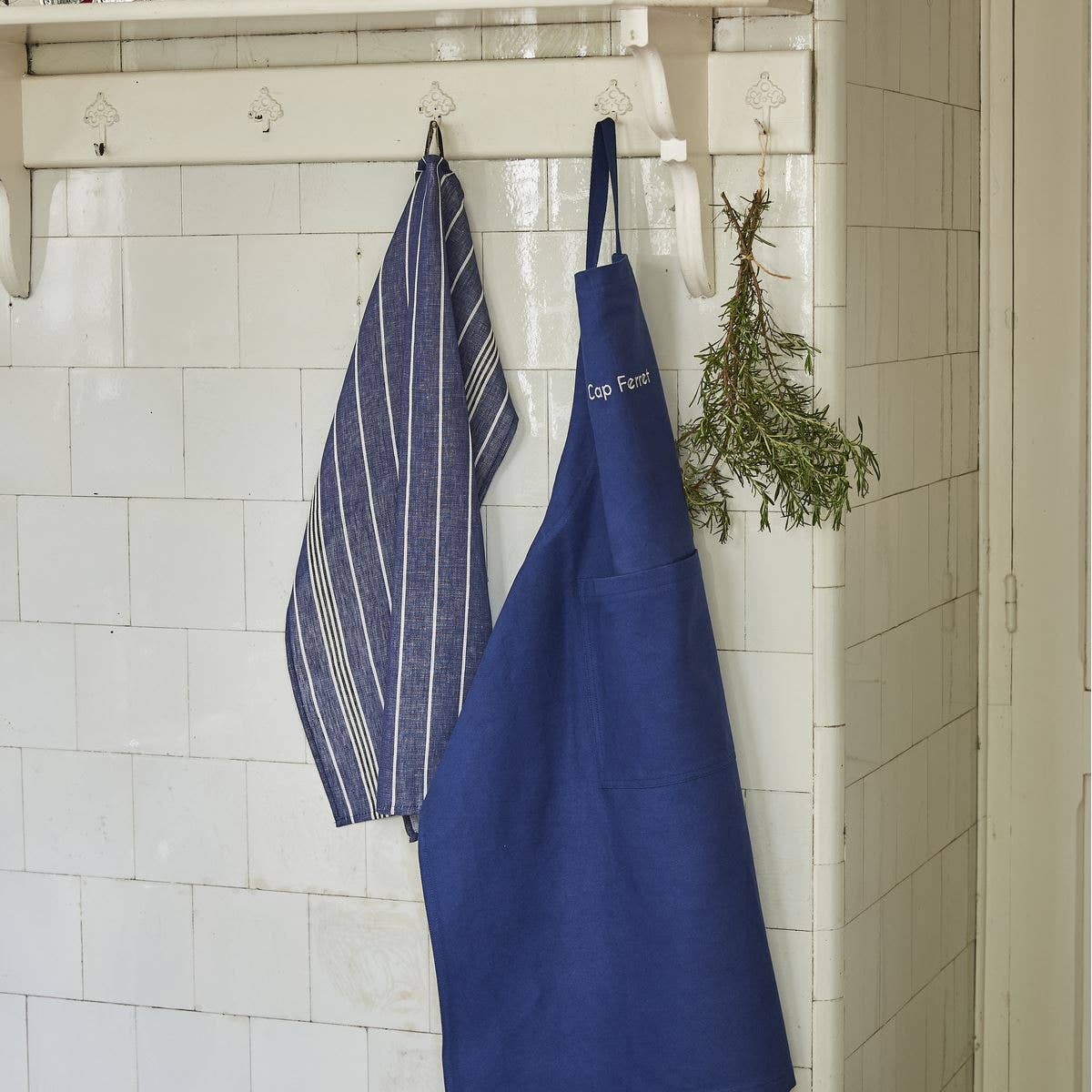 Striped Linen Tea Towel - Blue