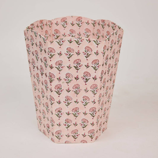 Block Printed Waste Paper Basket - Ditsy Floral Blush