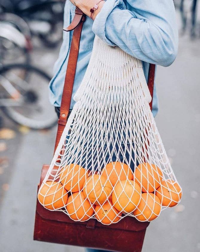 Cotton Net Shopping Bag - Long Handles
