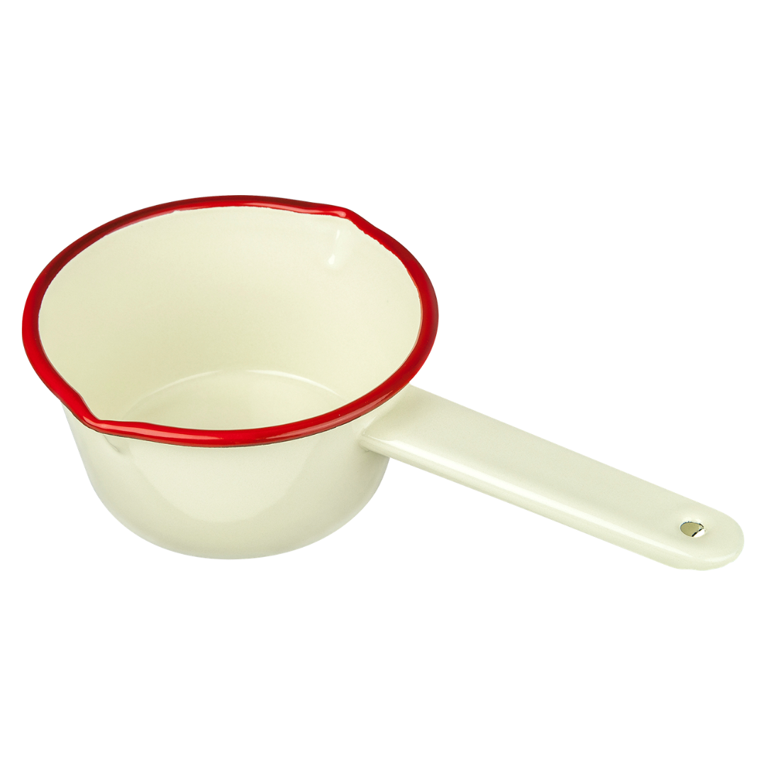 Enamel Milk Pan - Cream & Red