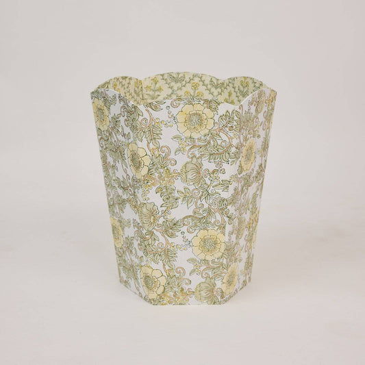 Block Printed Waste Paper Basket - Wild Rose Buttercream
