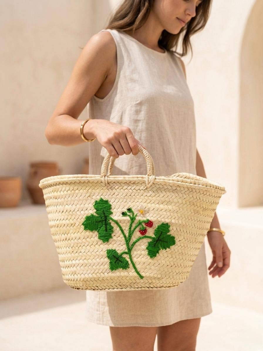 Wild Strawberry Straw Tote