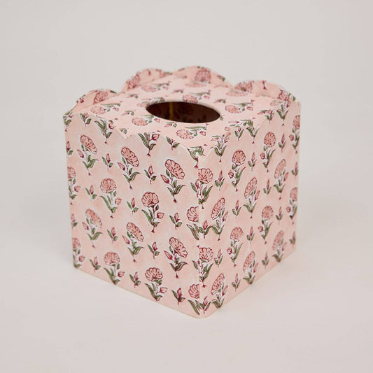 Block Printed Tissue Box - Ditsy Floral Blush