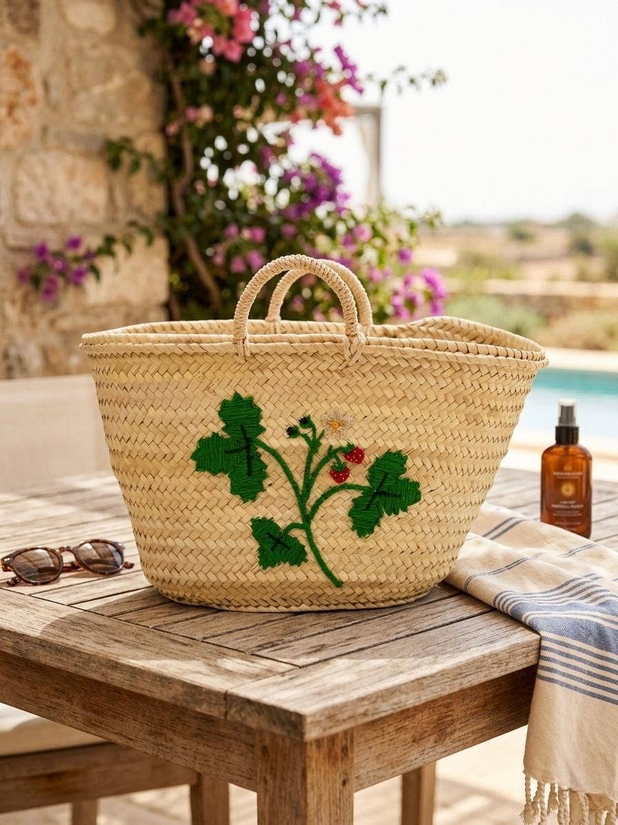 Wild Strawberry Straw Tote