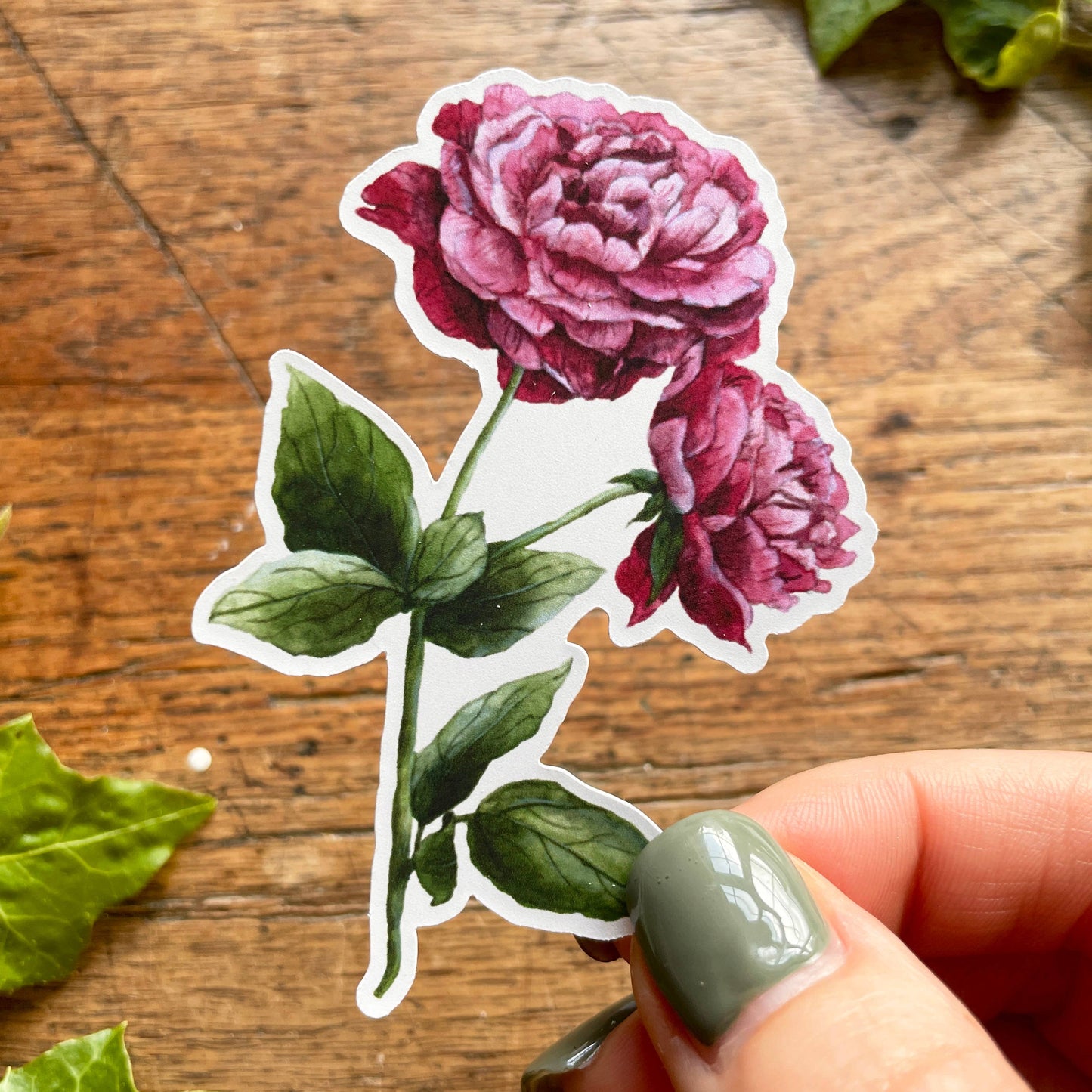 Dark Pink Peony Matt Vinyl Floral Sticker