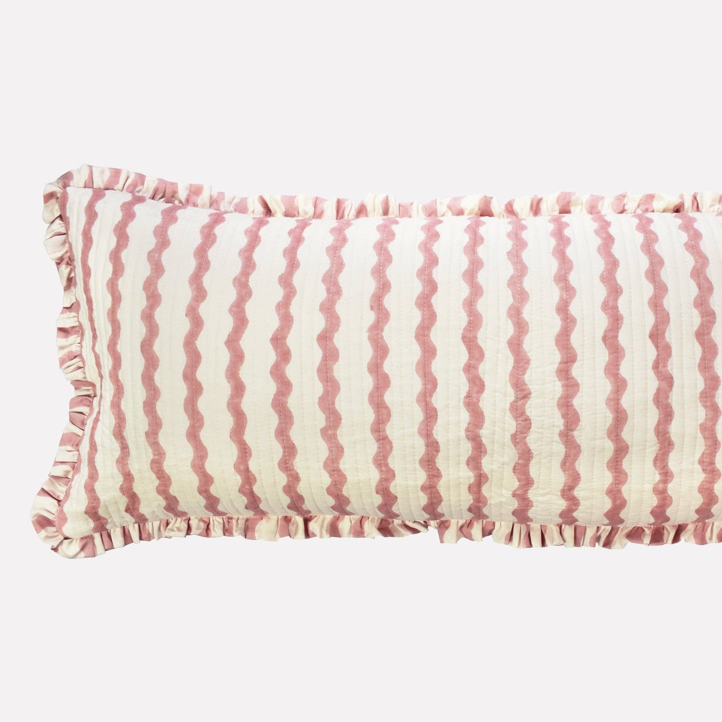 Cotton Quilted Frill Cushion Cover | Ripple Ice Cream | Bolster