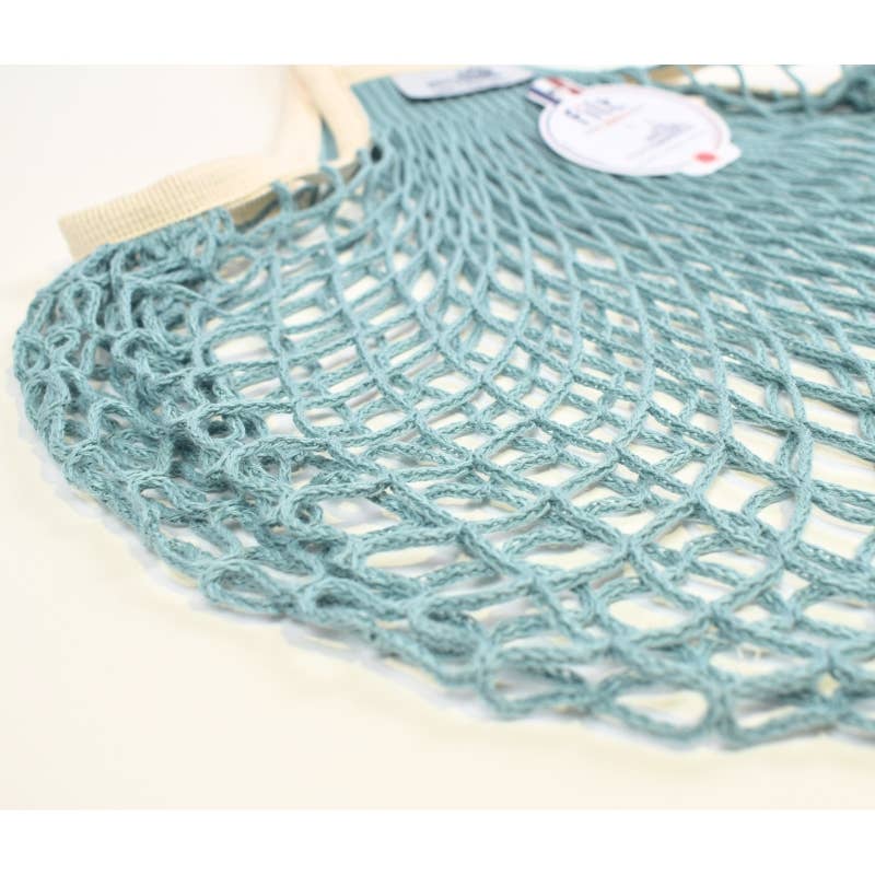 Blue Large Cotton Net Shopping Bag - Long Handles