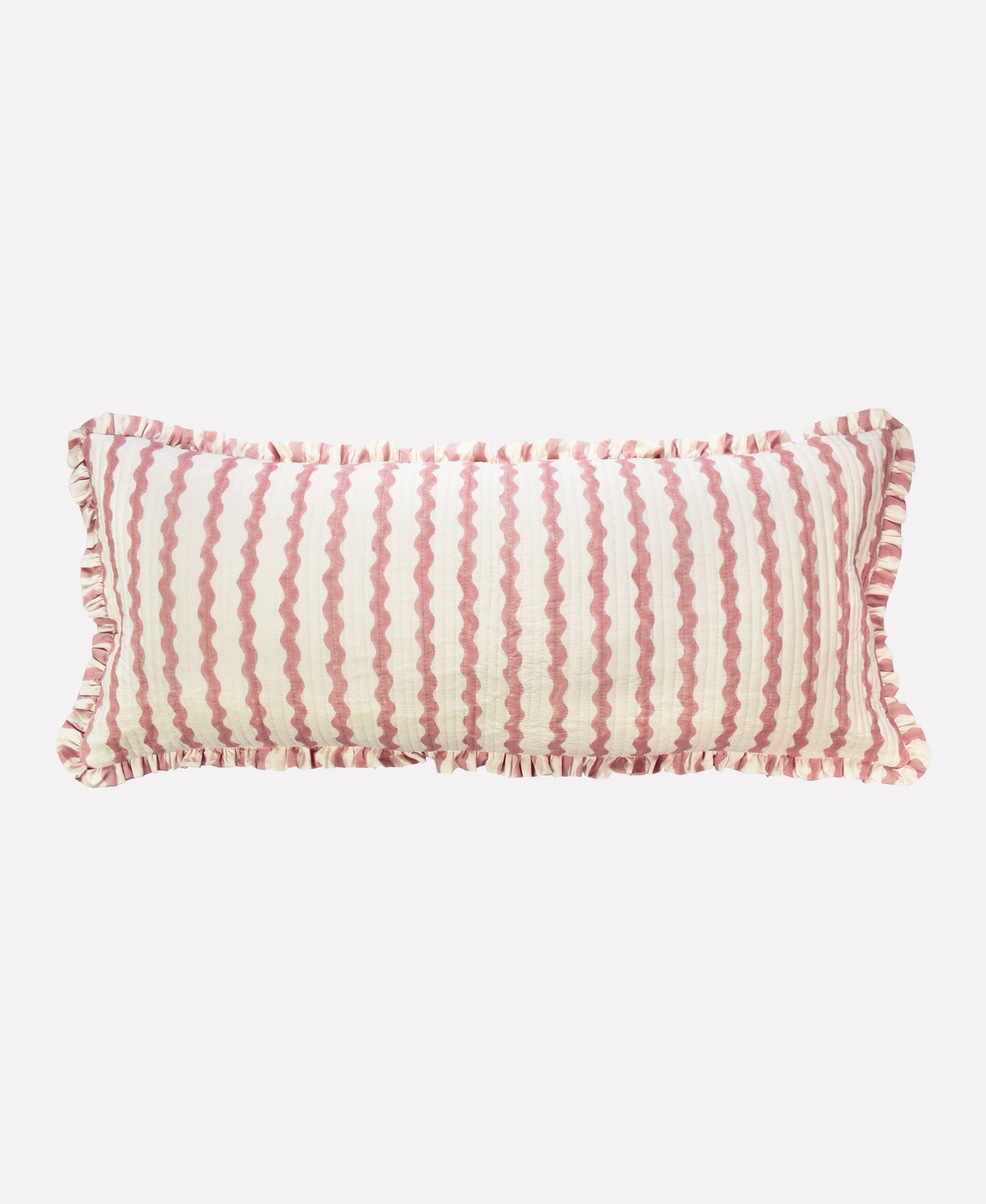 Cotton Quilted Frill Cushion Cover | Ripple Ice Cream | Bolster