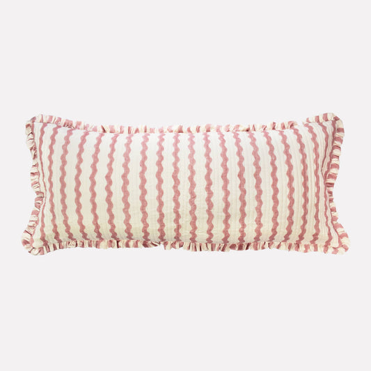 Cotton Quilted Frill Cushion Cover | Ripple Ice Cream | Bolster