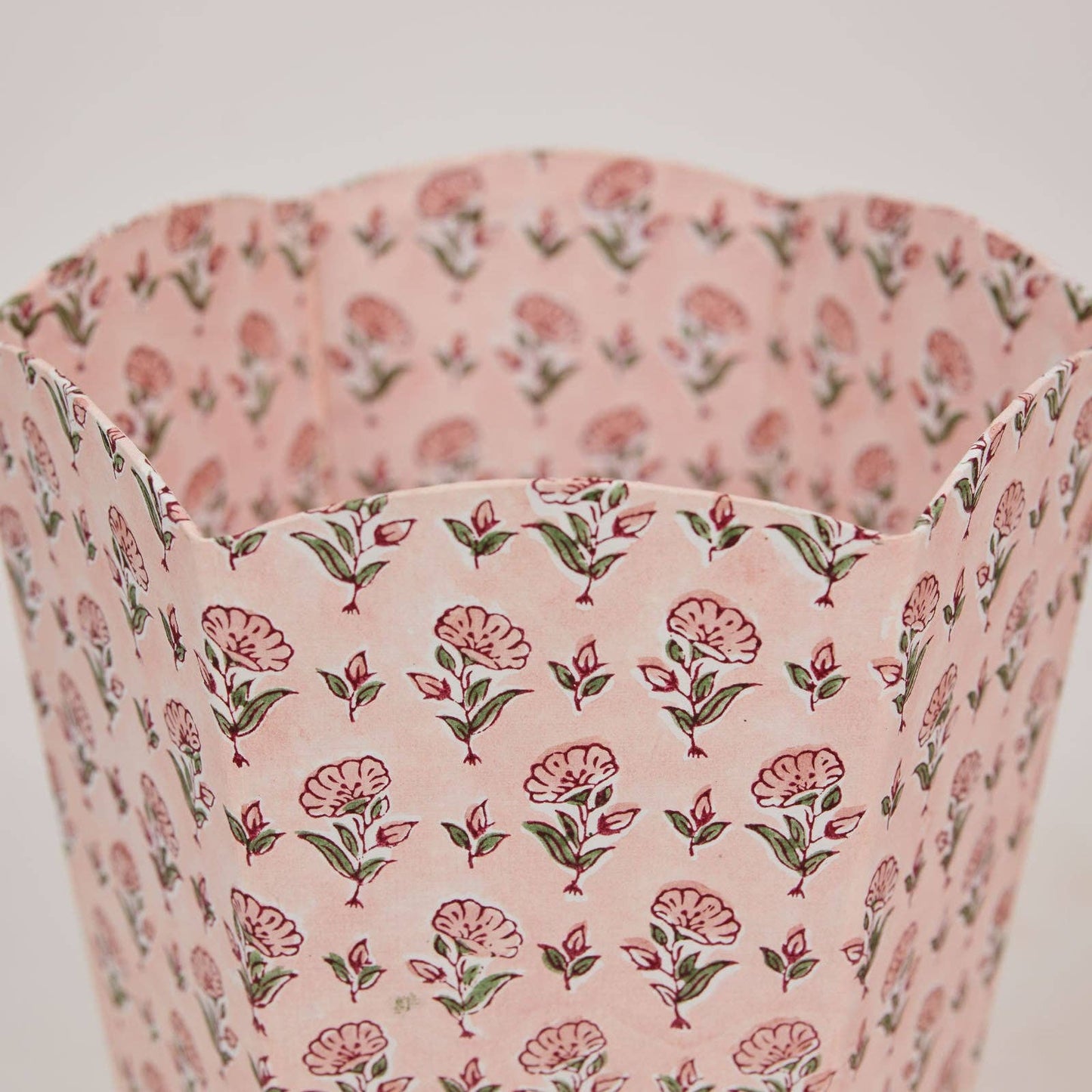 Block Printed Waste Paper Basket - Ditsy Floral Blush