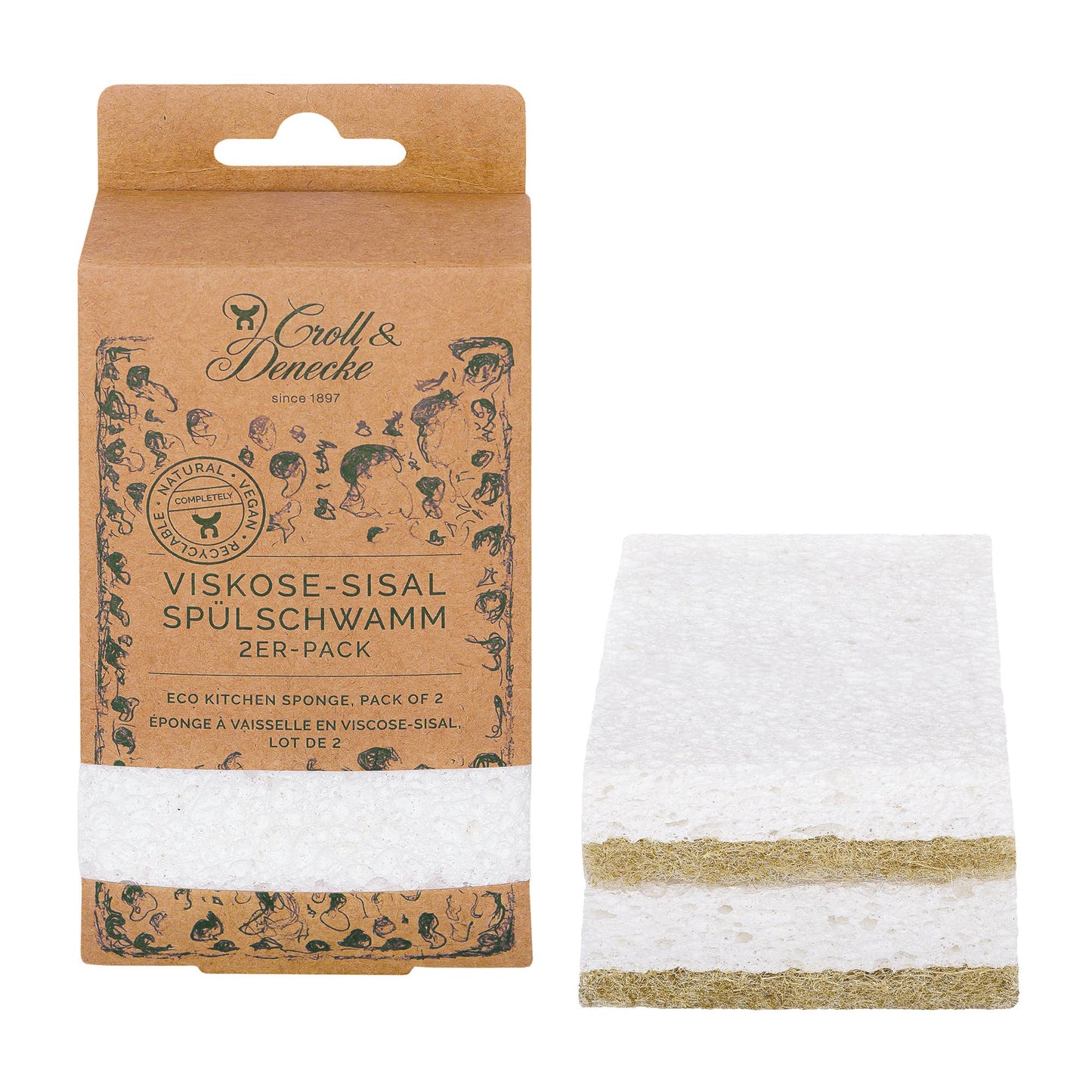 Viscose sisal sponge for washing dishes, kitchen