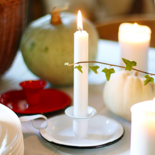 Enamel White Candle Holder