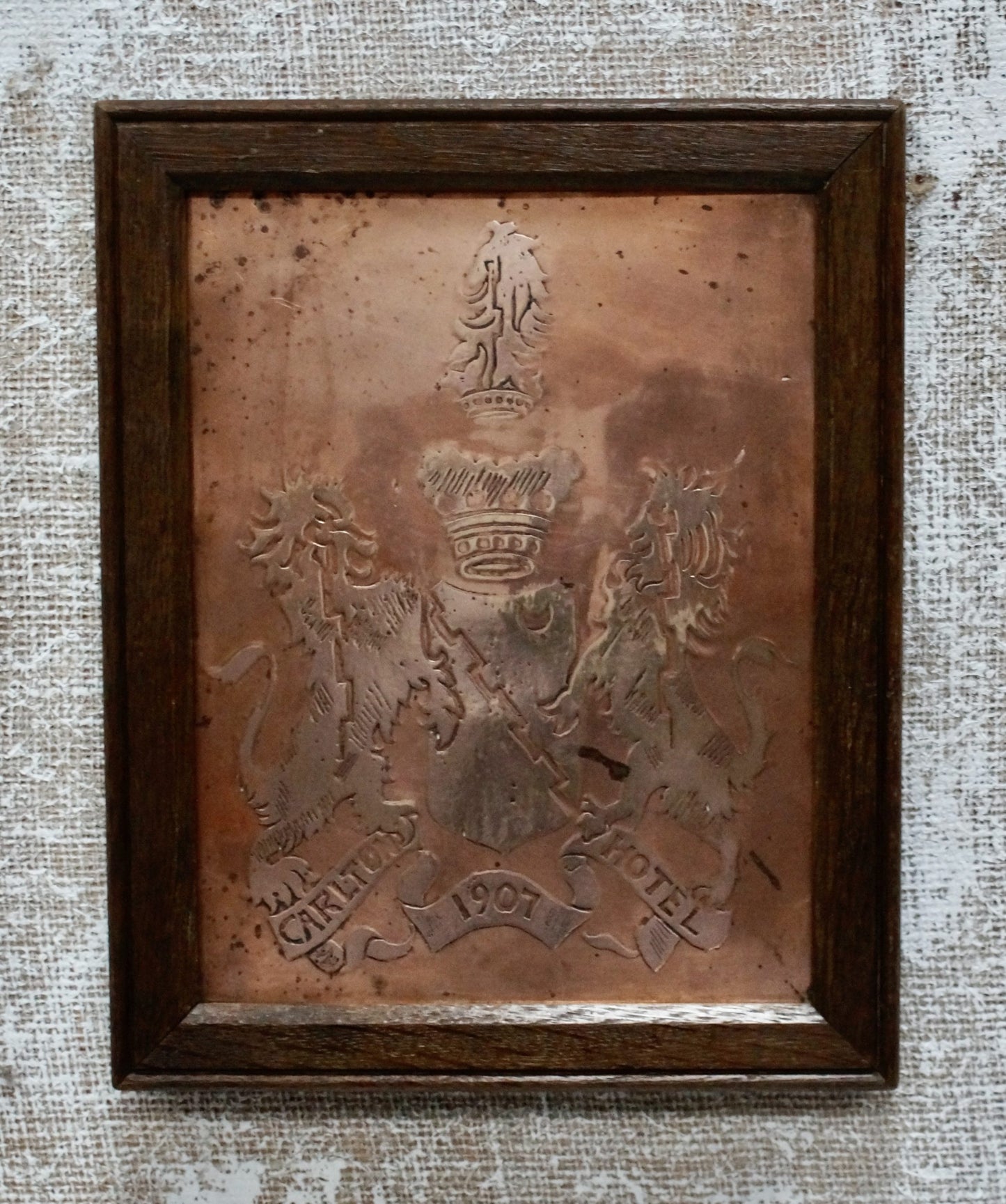 Copper Carlton Hotel Plaque