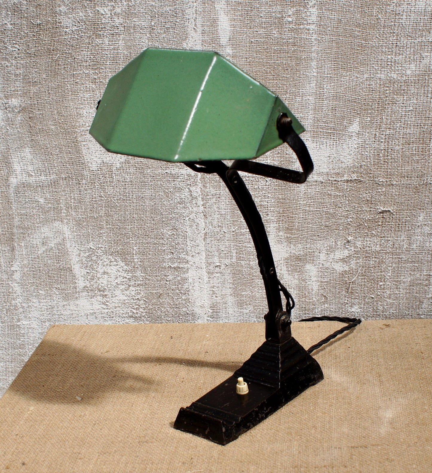French Art Deco Enamel Desk Lamp