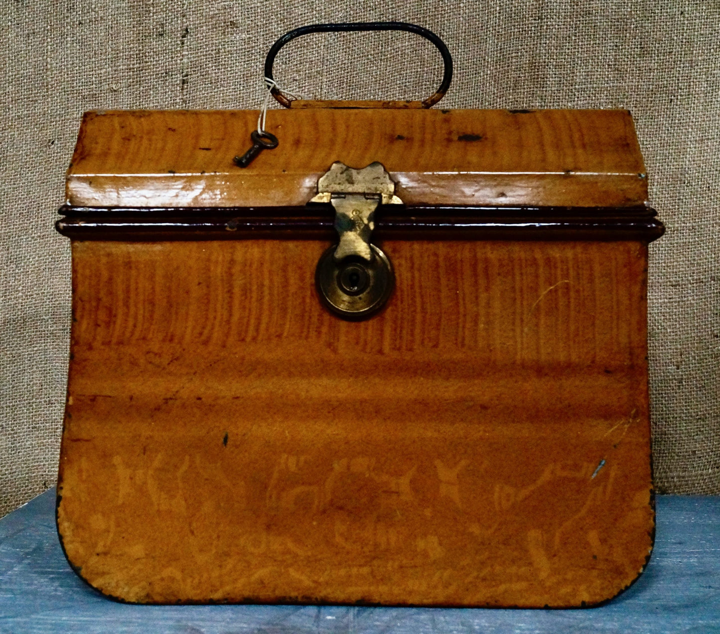Rare Antique Miniature Toleware Tin