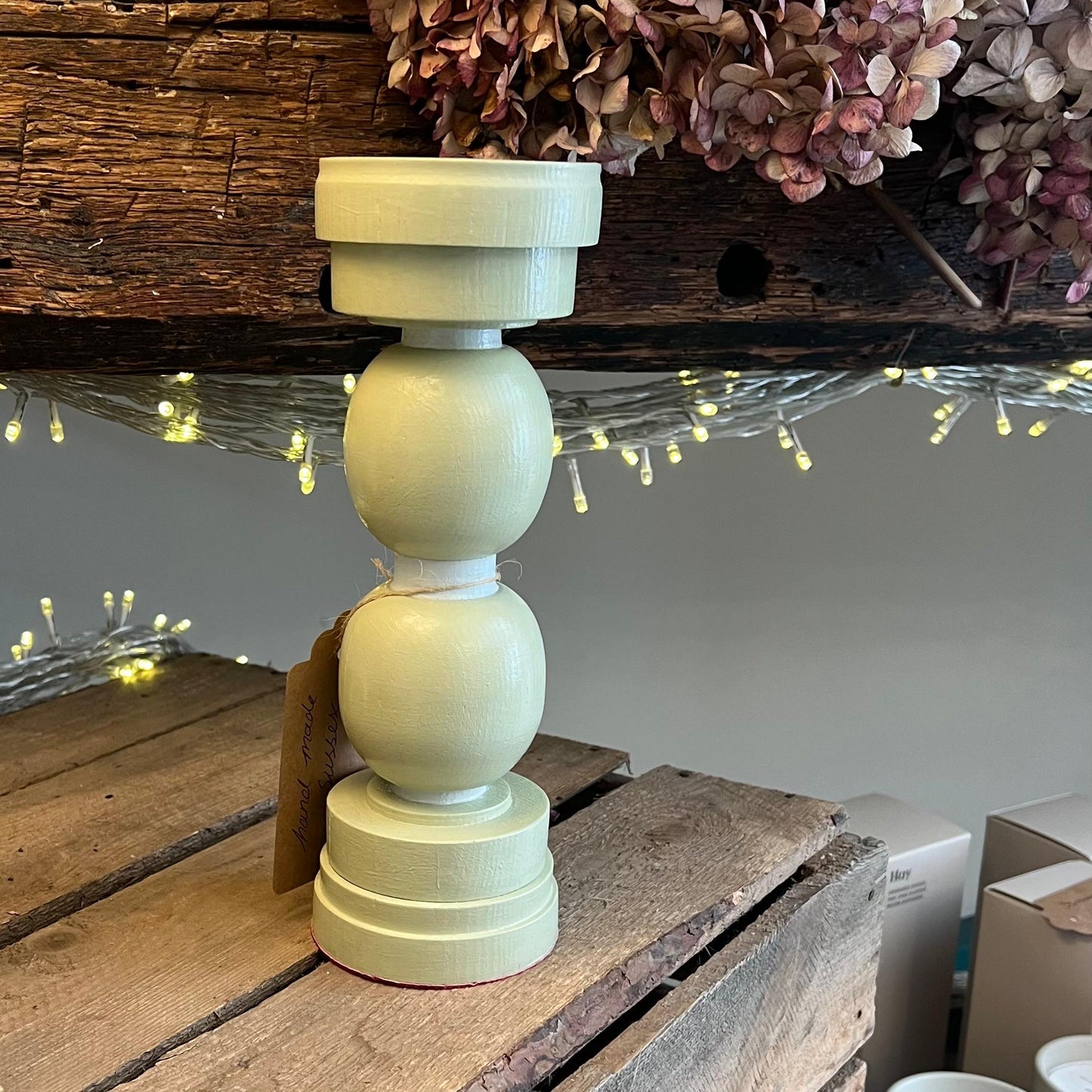 Handmade Bobbin Pillar Candle Holder