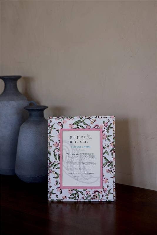 Block Printed Picture Frame (5x7) - Song Birds Blush