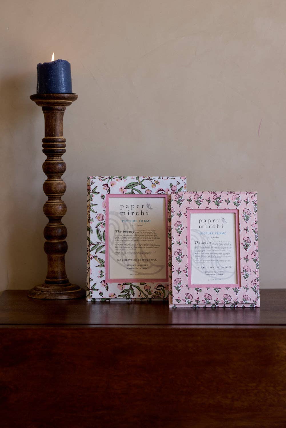 Block Printed Picture Frame (5x7) - Song Birds Blush