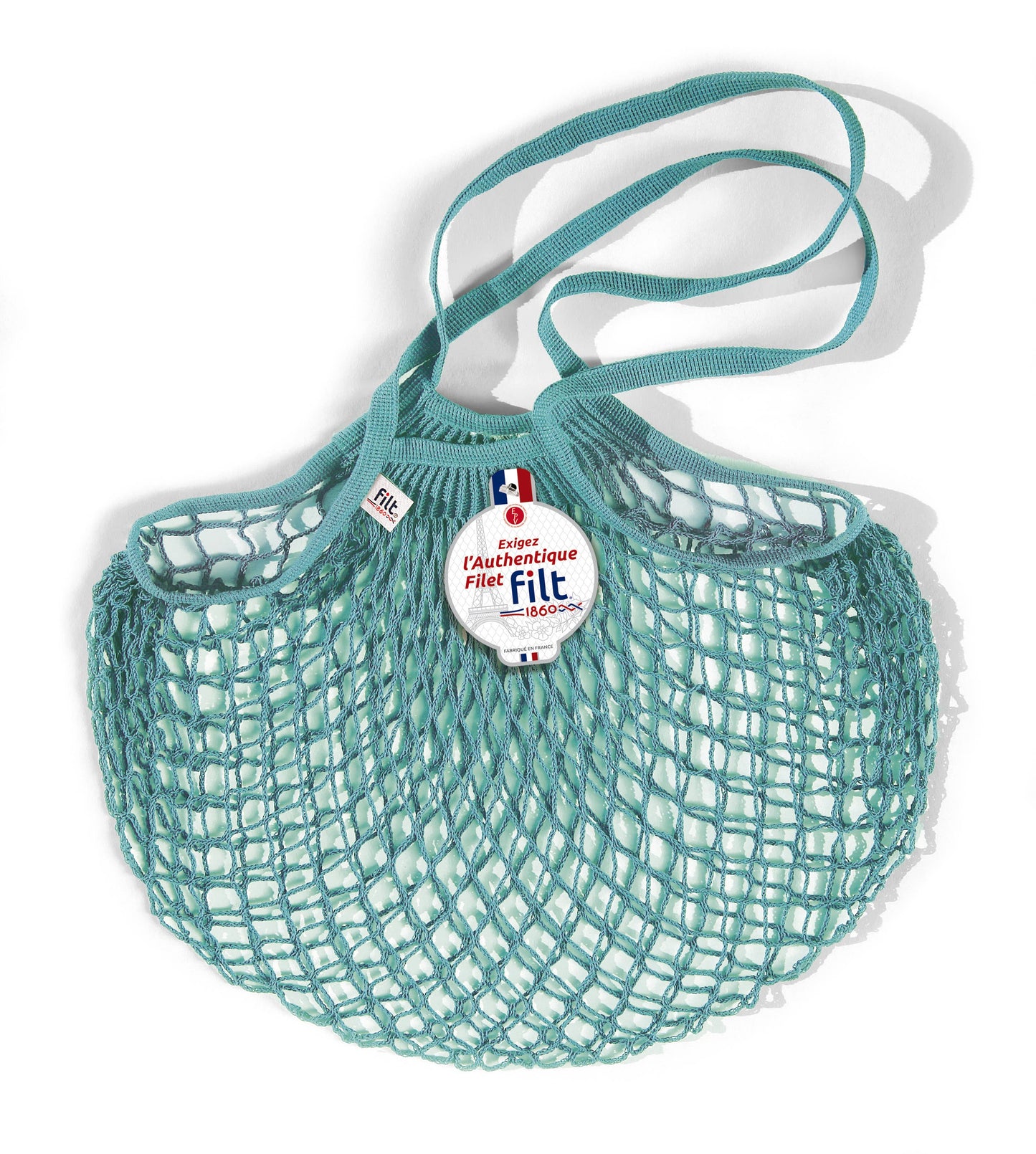 Blue Cotton Net Shopping Bag - Long Handles